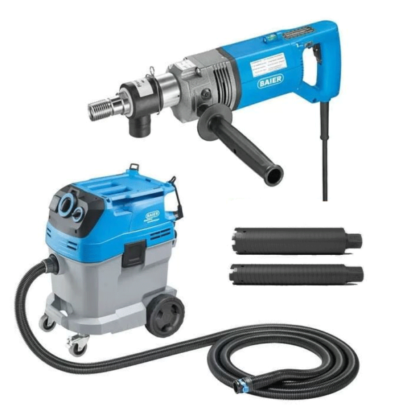 Diamant Trockenbohrer ACTIONSET mit Staubsauger und 2 Diamantbohren Baier BDB825 + BSS606L