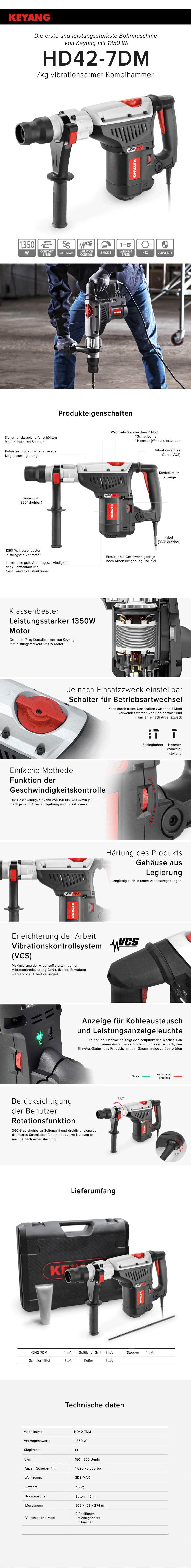 Keyang HD42-7DM Bohrhammer - 1.350 W