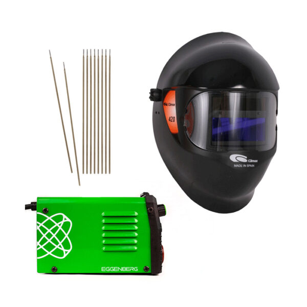 Eggenberg MMA100 Mini Wechselrichter + Climax Schweißhelm + Elektroden 2,5 mm | STARTER-KIT Eggenberg MMA100 Mini Wechselrichter + Climax Schweißhelm + Elektroden 2,5 mm | STARTER-KIT