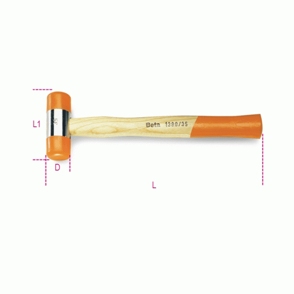 Beta 1390 Kunststoffhammer mit austauschbaren Köpfen Holzstiel
