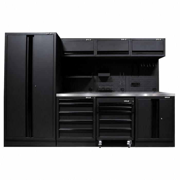 Pillar Werkstatteinrichtung Modular – Edelstahl-Arbeitsplatte – Tiefe 61,5 cm – Midnight Black Design