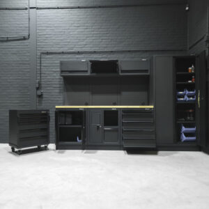 Pillar Werkstatteinrichtung Modular – Hartholz-Arbeitsplatte – Tiefe 61,5 cm – Midnight Black Design – Bild 12