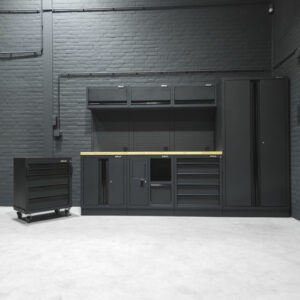 Pillar Werkstatteinrichtung Modular – Hartholz-Arbeitsplatte – Tiefe 61,5 cm – Midnight Black Design – Bild 11