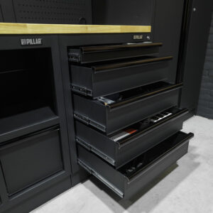 Pillar Werkstatteinrichtung Modular – Hartholz-Arbeitsplatte – Tiefe 61,5 cm – Midnight Black Design – Bild 15