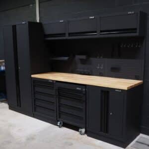 Pillar Werkstatteinrichtung Modular – Hartholz-Arbeitsplatte – Tiefe 61,5 cm – Midnight Black Design – Bild 2