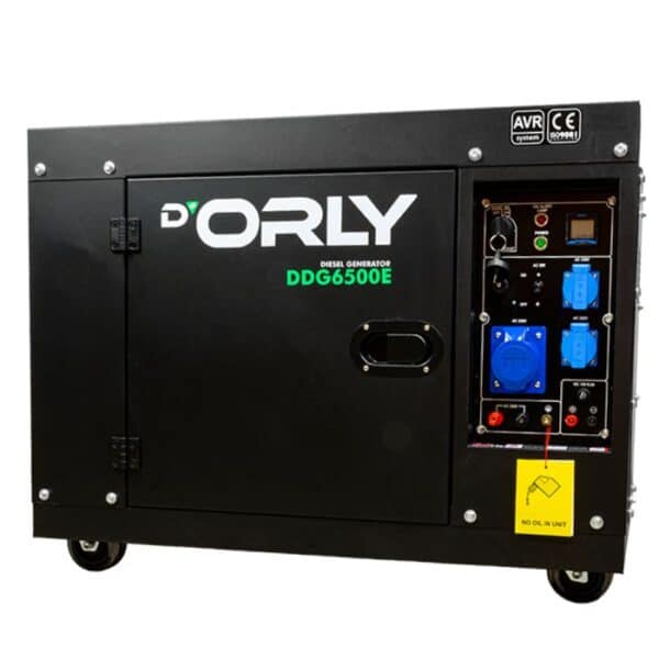 D’Orly DDG6500E Dieselaggregat 6,5 kW – schallgedämpft mit AVR | 3 × 230 V, 16 A D’Orly DDG6500E Dieselaggregat 6,5 kW – schallgedämpft mit AVR | 3 × 230 V, 16 A