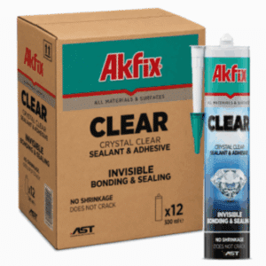 AKFIX Clear AST Hybrid-Kleb- und Dichtstoff Transparent 290 ml – Karton mit 12 Kartuschen